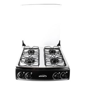 Estufa de Sobremesa Abba Gas Propano 4 Puestos QL Tapa Vidrio - Negro
